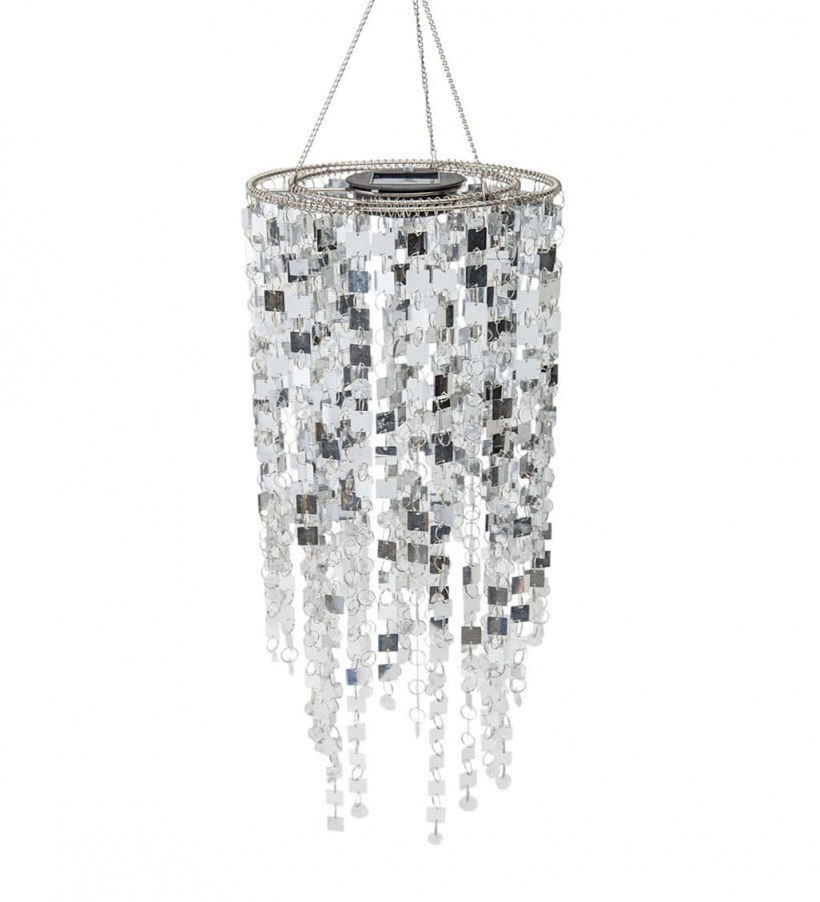 Wind & Weather Silver Mirrored Outdoor Chandelier with Solar Lights - image 1 of 3