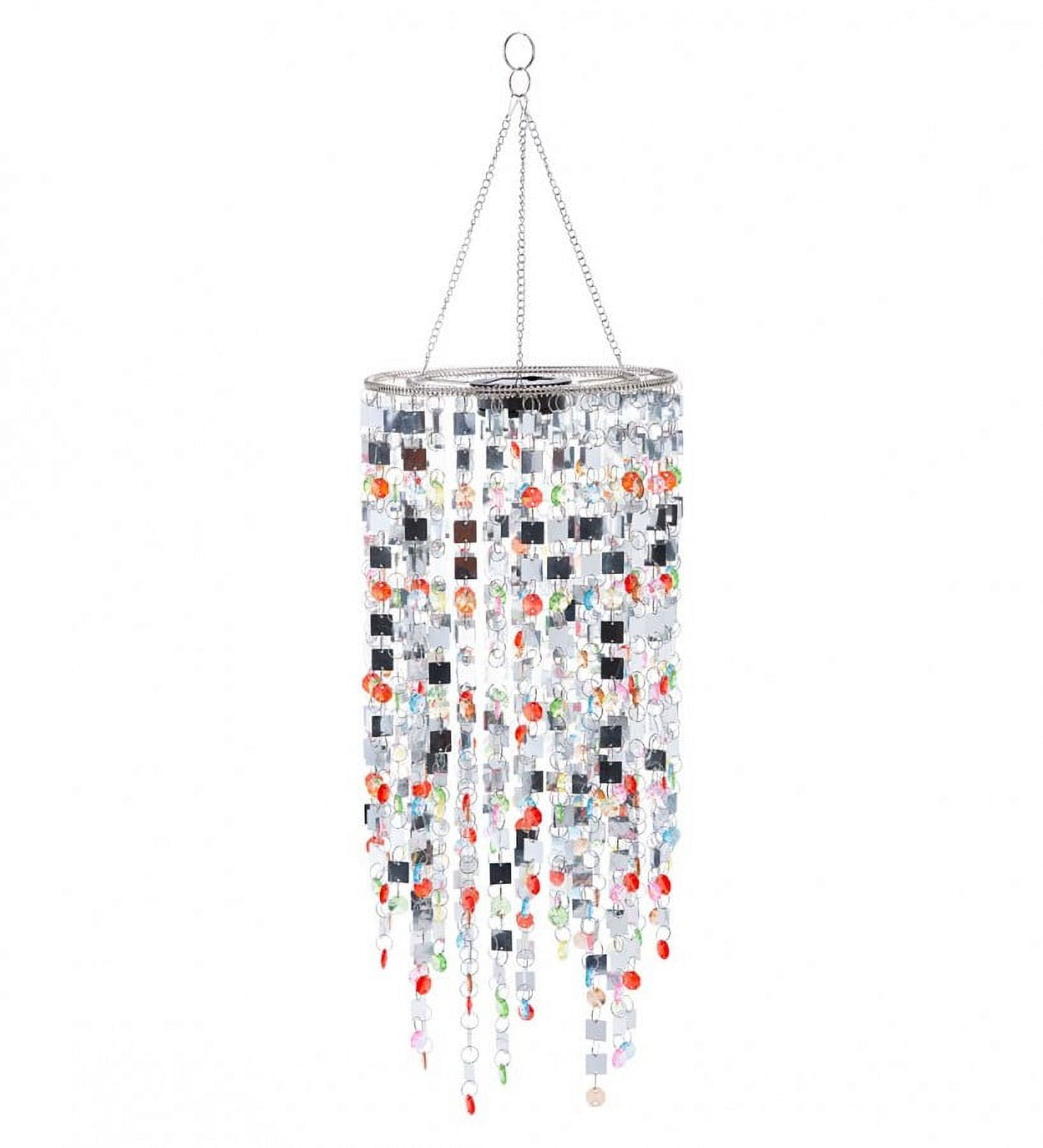 Wind \u0026 Weather Silver and Multi-Colored Mirrored Outdoor Chandelier with Solar  Lights - Walmart.com, image size:1636x1800