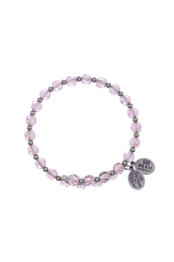Wind and Fire Crystal Wrap Bracelet With Silver Tone Spacers, Pink Colored Austrian Crystals