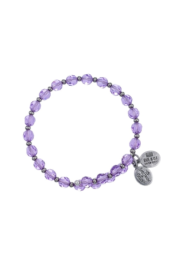 Wind and Fire Crystal Wrap Bracelet With Silver Tone Spacers, Violet Colored Austrian Crystals