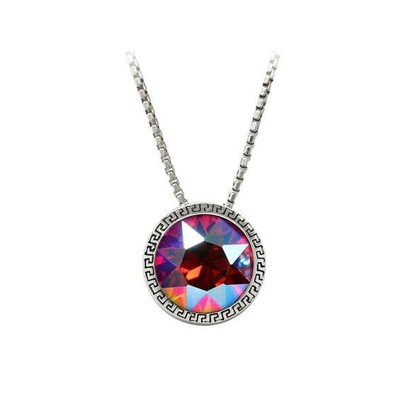 Wind and Fire July 8mm Crystal Birthstone Greek Key Necklace 18 Inches