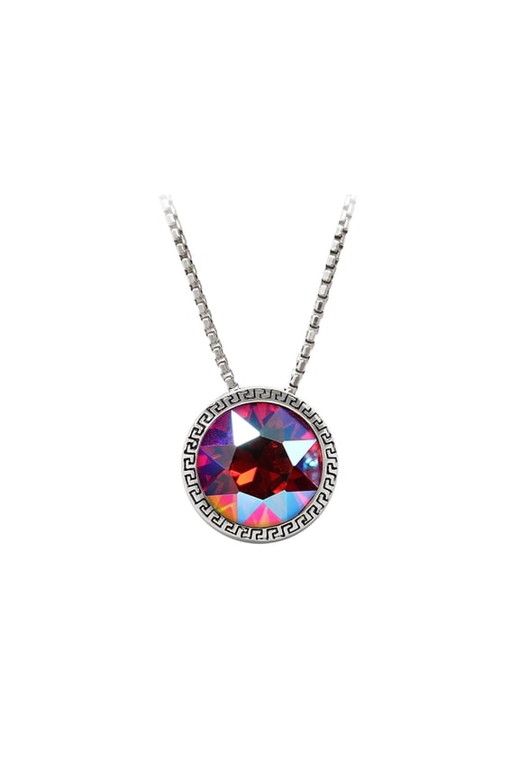 Wind and Fire July 8mm Crystal Birthstone Greek Key Necklace 18 Inches