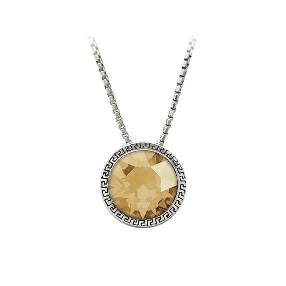 Wind and Fire November 8mm Crystal Birthstone Greek Key Necklace 18 Inches