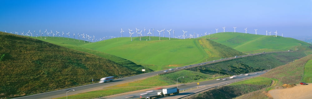 Wind energy windmills along Route 580 Altamont California Canvas Art - Panoramic Images (36 x 12)