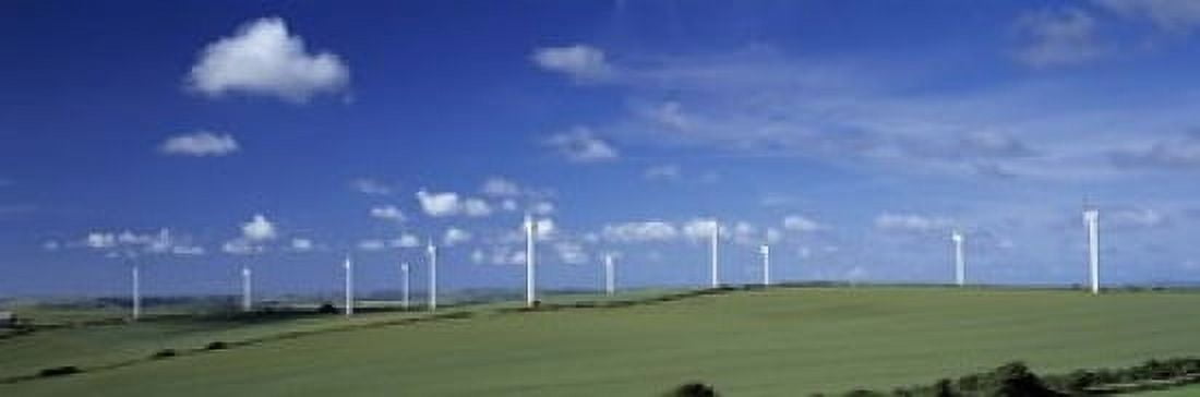 Wind turbines in a farm Newlyn Downs Cornwall England Canvas Art - Panoramic Images (18 x 6)