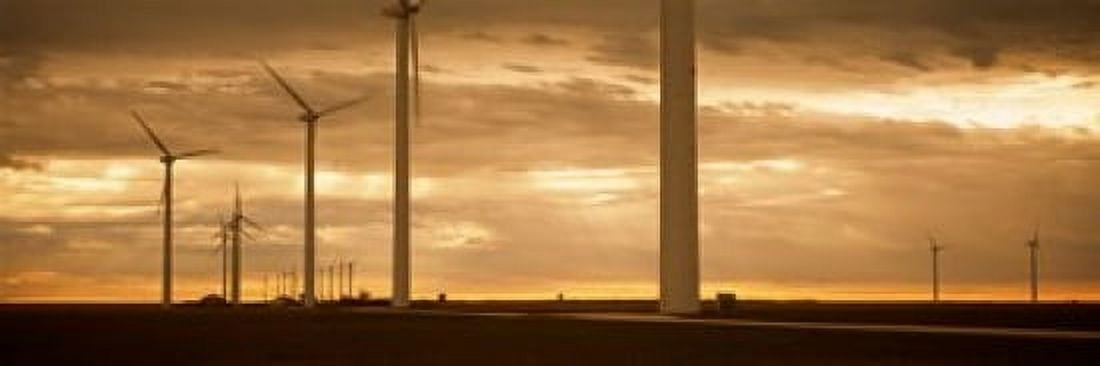 Wind turbines in a field Amarillo Texas USA Canvas Art - Panoramic Images (18 x 7)