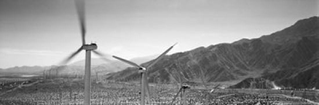 Wind turbines on a landscape Canvas Art - Panoramic Images (18 x 6)