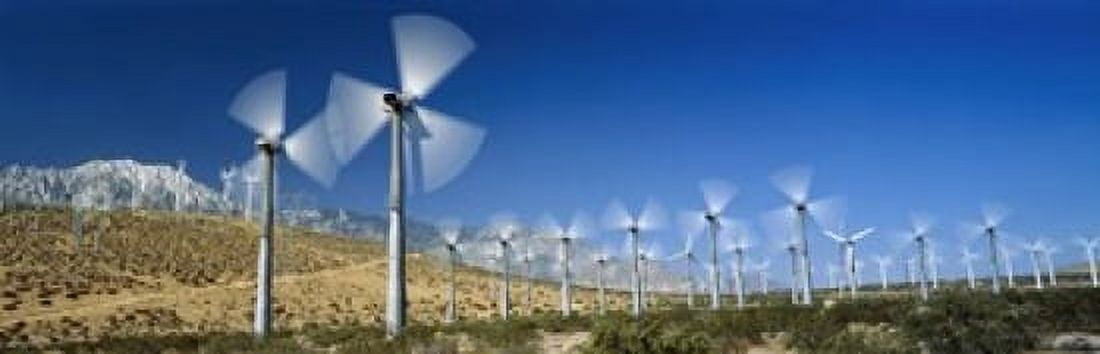 Wind turbines spinning in a field Palm Springs California USA Canvas Art - Panoramic Images (18 x 6)