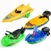 Fixdono Wind-up Boat Bath Toy, 4 Pack Clockwork Boat Bathtub Toy, Ship Winding Clockwork Toy, Float Water Wind up Water Boat Children Bathtub Shower Toy for Kids(Random Color)