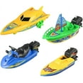 thumbnail image 1 of Wind-up Boat Bathtub Toy Set, 4 Pack Bathtub Boat Toy Speed Boat Toy Pull and Go Yacht Water Toy Motorboat Bath Toy Tub Toy for Kids (Random Color), 1 of 7