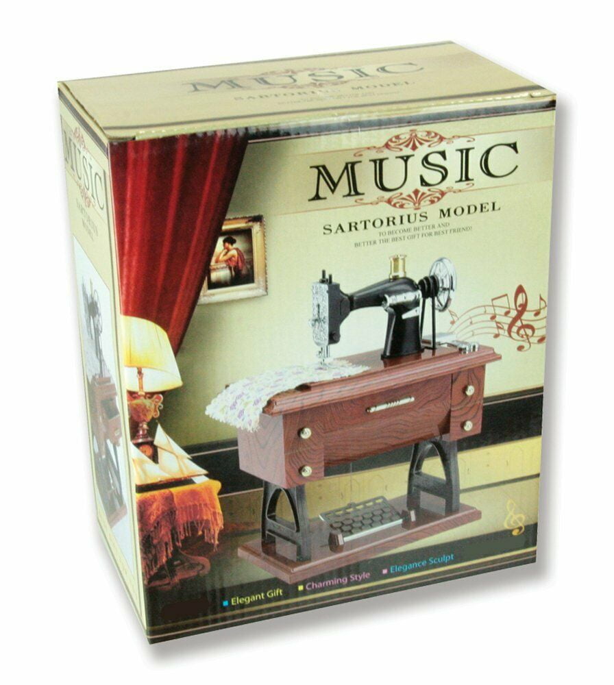 Wind up Musical Sewing Machine Music Box Vintage Look Jewelry Box