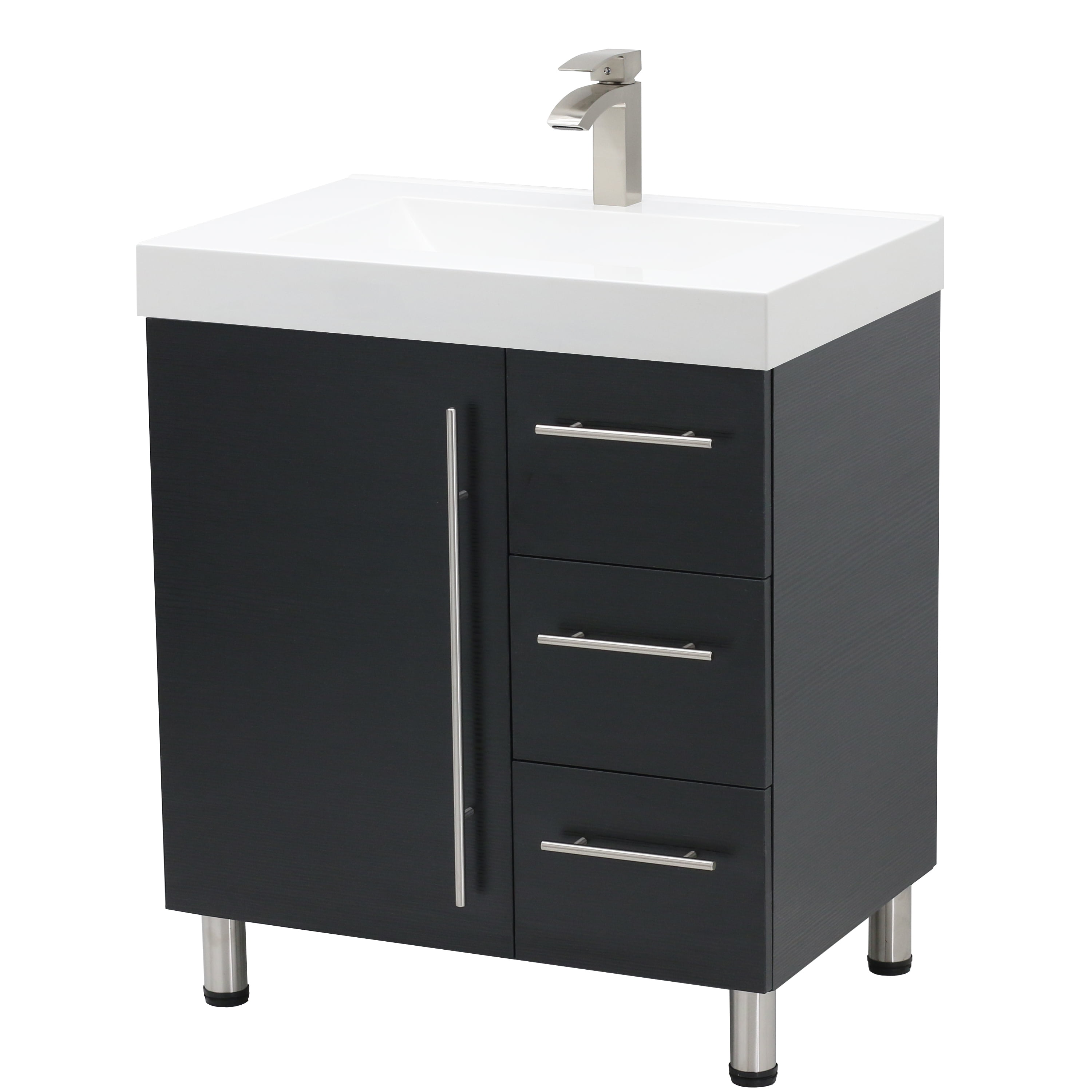 WindBay 30" Freestanding Bathroom Vanity, Black Texture Embossed. White ...