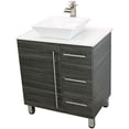 thumbnail image 1 of WindBay 30" Freestanding Bathroom Vanity, Dark Grey. White Flat Stone Countertop, 1 of 4