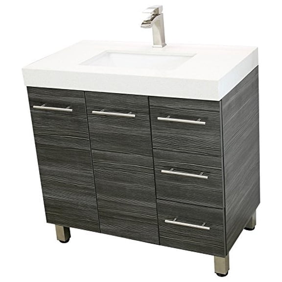 windbay 36" free standing bathroom vanity sink set. vanities sink dark grey