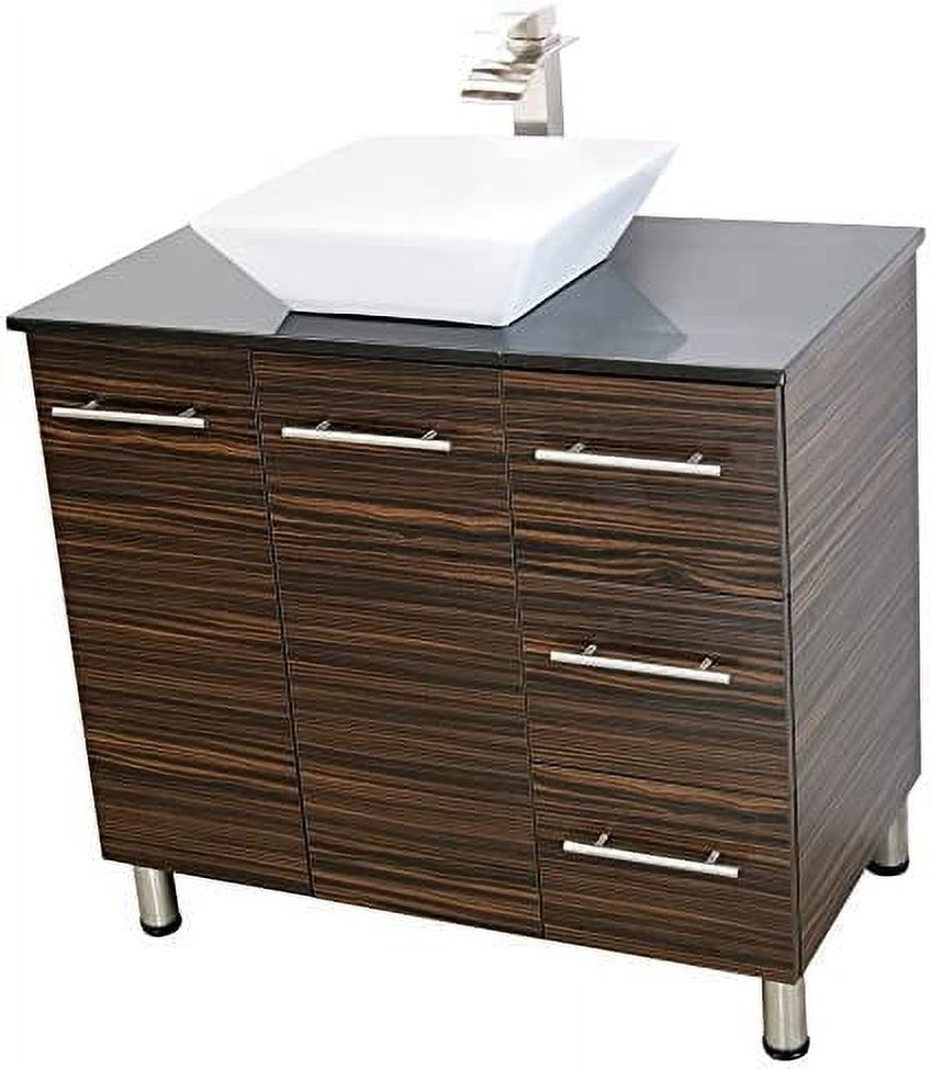 WindBay 48" Freestanding Bathroom Vanity Sink Set, Ebony. Black Flat ...