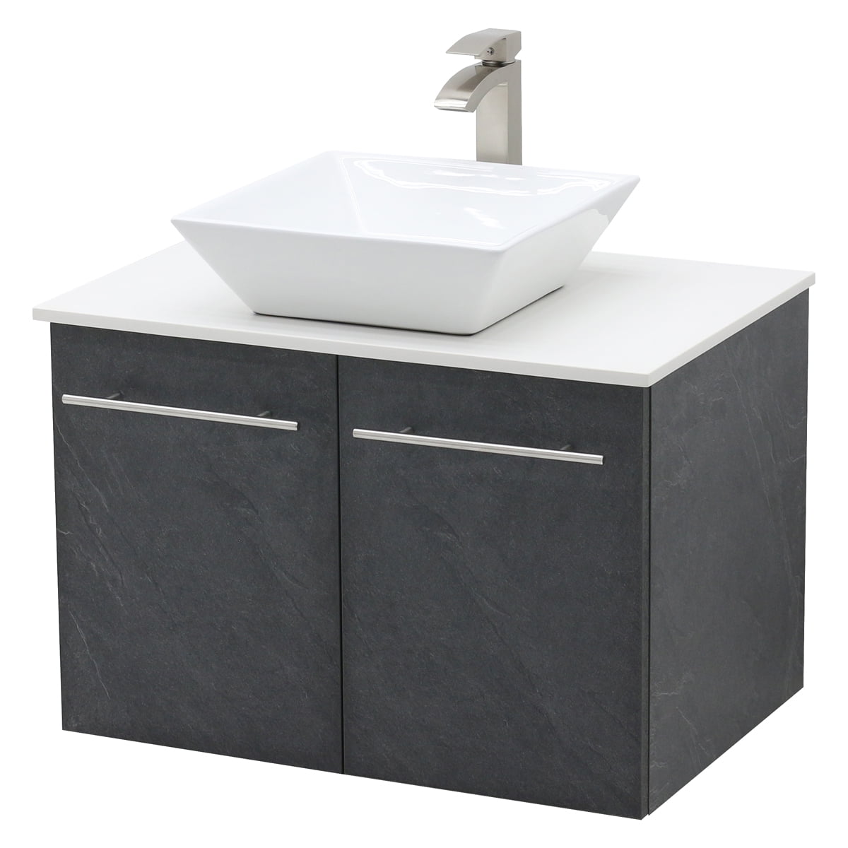 WindBay Wall Mount Floating Bathroom Vanity Sink Set. Dark Slate Grey