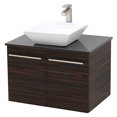 thumbnail image 1 of WindBay Wall Mount Floating Bathroom Vanity Sink Set. Ebony Vanity, Black Flat Stone Countertop Ceramic Sink - 36", 1 of 5