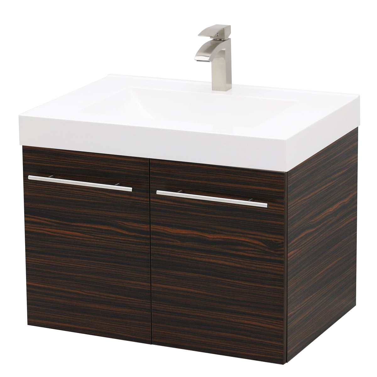 WindBay Wall Mount Floating Bathroom Vanity Sink Set. Ebony Vanity