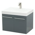 thumbnail image 1 of WindBay Wall Mount Floating Bathroom Vanity Sink Set. High Gloss Dark Grey Vanity, White Integrated Sink Countertop - 35.25", 1 of 5