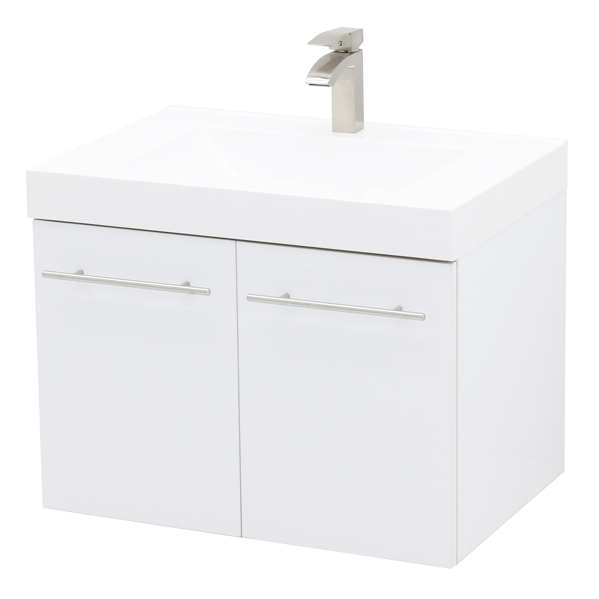 WindBay Wall Mount Floating Bathroom Vanity Sink Set, White Embossed