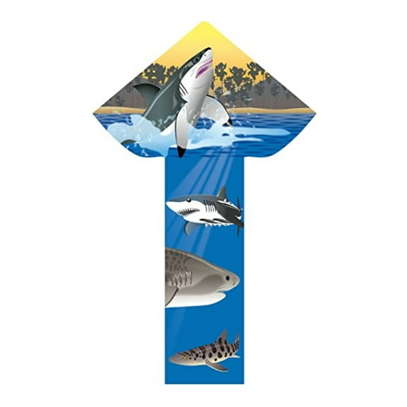 WindNSun Breezyfliers 42" Kite - Tails, Handle, Line Included (Sharks)