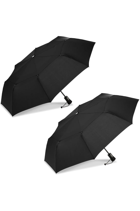 WindPro Auto Open & Close Portable Compact Travel Umbrella With Vented, Teflon-Coated Canopy for Rain and Wind
