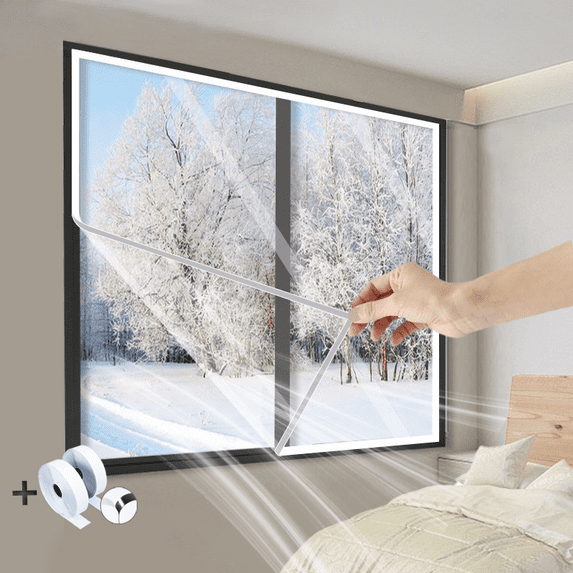 WindProof Window Screen Self-Adhesive Film Sealing Window Insulation Curtain Home Thermal Insulation And Antifreeze Door Screen (120*70cm)
