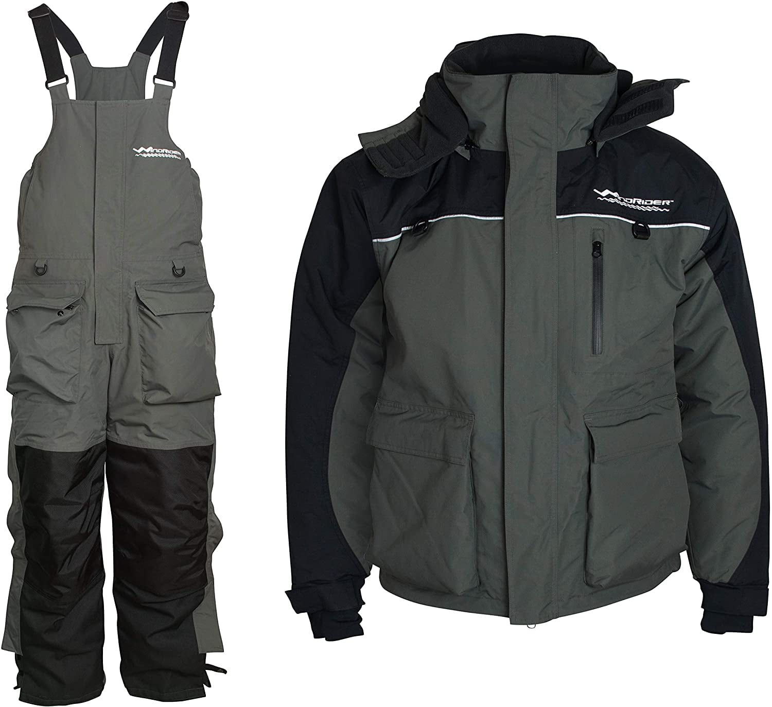 WindRider Ice Fishing Suit, Insulated Bibs and Jacket, Flotation, Tons of  Pockets, Adjustable Inseam, Reflective Piping