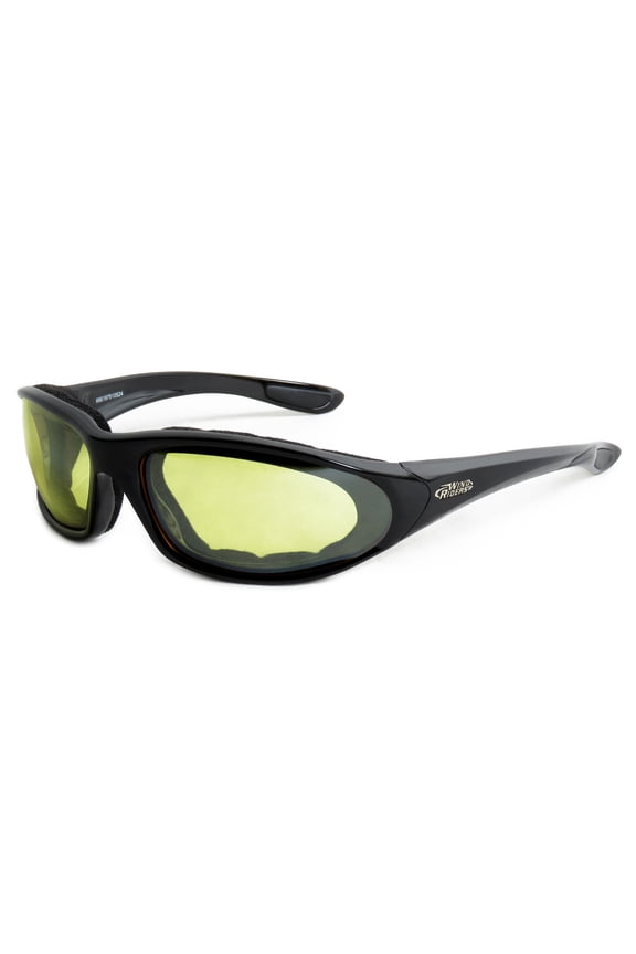 Yellow Wrap Motorcycle Eyewear, Black