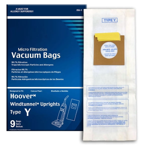 WindTunnel Vacuum Bags, Replacement 9 Pack, Micro FiltrationBags, Compatible with Vacuums, White