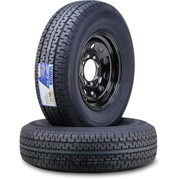 Winda Trailer Tire Wheel Assembly ST235/80R16 10-Ply E 124L 8 Lug on 6.5" PCD Black Mod Rim ,SET 2