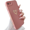 thumbnail image 1 of WindamazingStory Soft Silicone Shockproof Case for iPhone SE, iPhone 7/8, Purple Gold Heart Pattern, 1 of 1