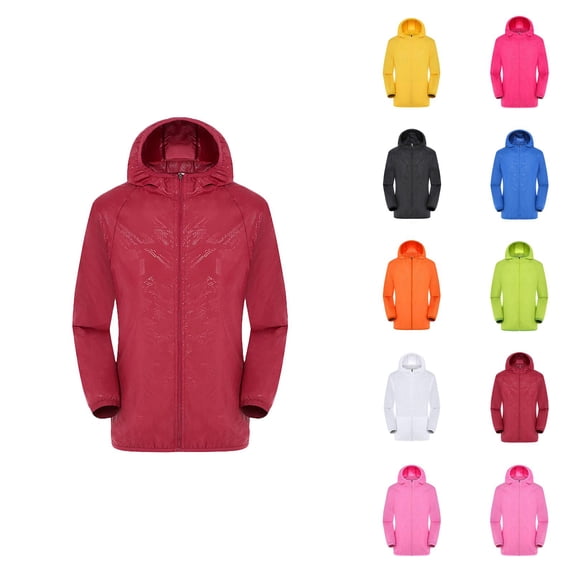 Windbreaker Jacket Men Lightweight Long Sleeve Windproof Rainproof Packable Zip Up Hooded Rain Jackets Travel Hiking Cycling