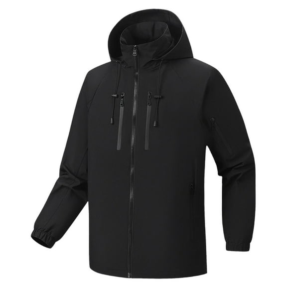 Windbreaker Jacket Men's Fashion Casual Outdoor Work Bag Long Sleeve Hooded Casual Coat/jacket Jacket Black L Windbreakers for Men