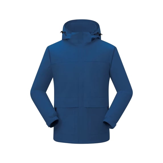 Windbreaker Jacket Men's Man Solid Color Three Prevention Cottoning Climbing Wear As One Down Cotton Intensification Warm Outdoor Jacket Blue 4XL Zip Front Windbreaker Jacket