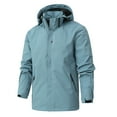 thumbnail image 1 of Windbreaker Jacket Men's Man Solid Color Water Resistance Drawstring Pockets Hooded Outdoor Jacket Coat Sky Blue 2XL Zip Front Windbreaker Jacket, 1 of 3