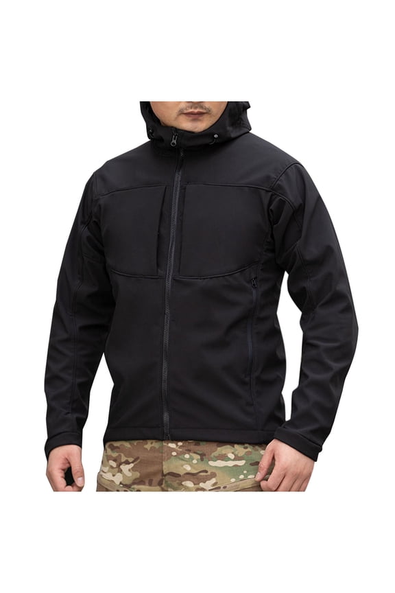 Windbreaker Jacket Men's Solid Color Hooded Jacket Mountaineering Climbing Warm Outdoor Jacket Black L Windbreakers for Men