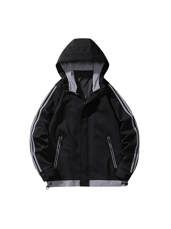 Windbreaker Jacket Men's Spring And Coat Thin Outdoor Mountaineering And Riding Windproof Work Coat Black L Zip Front Windbreaker Jacket