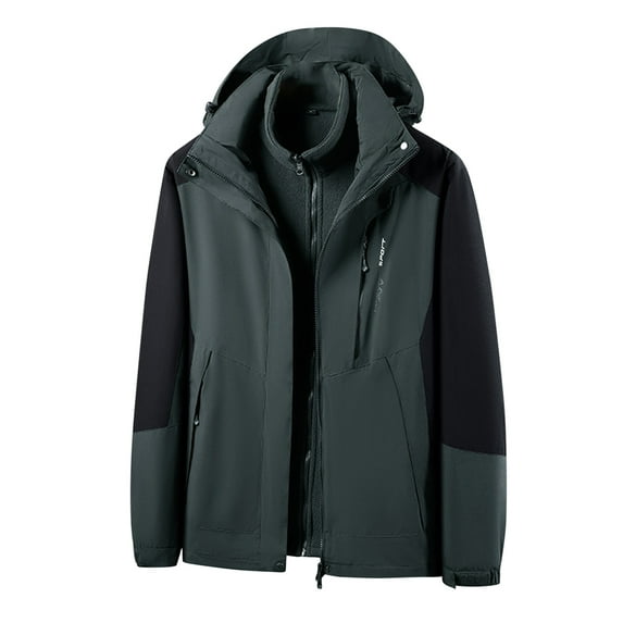 Windbreaker Jacket Men's Unisex Casual Thicken Hooded Zipper Windproof Keep Warm Breathable Long Sleeve Jacket Coats Army Green 2XL Windbreakers for Men