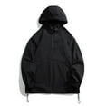 thumbnail image 1 of Windbreaker Jacket Men's Zip Front Windbreaker Jacket Casual Jacket Loose Solid Color Outdoor Long Sleeved Hooded Casual Jacket/jacket Black M, 1 of 7