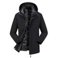 thumbnail image 1 of Windbreaker Jacket Men's Zip Front Windbreaker Jacket Detachable Cap And Windproof Thick Three-in-one Jacket Outdoor Sports Warm Jacket Black 3XL, 1 of 8
