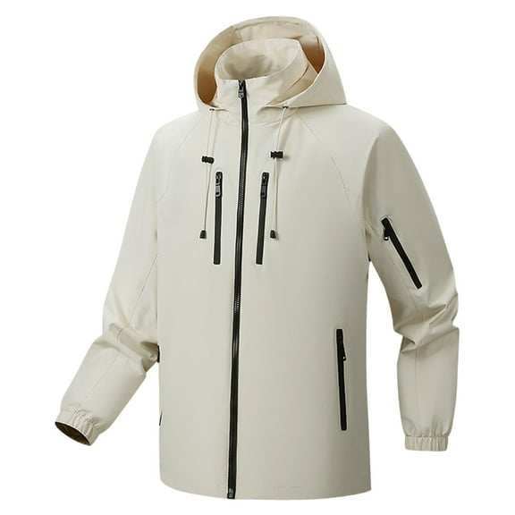 Windbreaker Jacket Men's Zip Front Windbreaker Jacket Fashion Casual Outdoor Work Bag Long Sleeve Hooded Casual Coat/jacket Jacket White XL