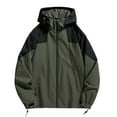 thumbnail image 1 of Windbreaker Jacket Men's Zip Front Windbreaker Jacket Long Sleeved Hooded Zipper Drawstring Pocket Outdoor Jacket Coat Army Green M, 1 of 3
