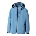 thumbnail image 1 of Windbreaker Jacket Men's Zip Front Windbreaker Jacket Man Solid Color Water Resistance Zipper Pockets Detachable The Lining Hooded Outdoor Jacket Coat Sky Blue XL, 1 of 6