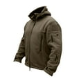 thumbnail image 1 of Windbreaker Jacket Men's Zip Front Windbreaker Jacket Outdoor Warm Inner Liner Fleece Jacket Cold Proof Stormsuit Hood Jacket Solid Color Hooded Jacket Green 4XL, 1 of 6