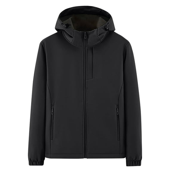 Windbreaker Jacket Men's Zip Front Windbreaker Jacket Spring And Charge Coat Thin Outdoor Mountaineering And Riding Windproof Work Coat Black 2XL