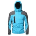 thumbnail image 1 of Windbreaker Jacket Men's Zip Front Windbreaker Jacket Unisex Casual Patchwork Hooded Zipper Hiking Ski Winter Pocket Jacket Coats Blue XL, 1 of 5