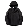 thumbnail image 1 of Windbreaker Jacket Men's Zip Front Windbreaker Jacket Winter Casual Solid Hooded Zipper Pockets Long Sleeve Coat Jacket Black M, 1 of 3