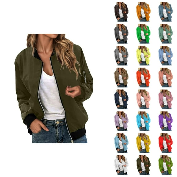 Windbreaker Jacket Women 2025 Fall Casual Long Sleeve Windproof Waterproof Zip Up Jackets Coat Outerwear