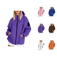 thumbnail image 1 of Windbreaker Jacket Women 2025 Fall Outdoor Hiking Travel Windproof Zip Up Hooded Windbreaker with Pockets Outerwear, 1 of 8